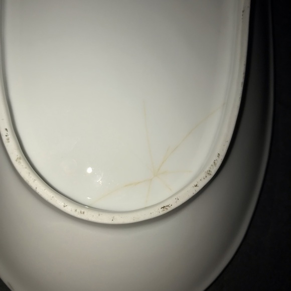 Vintage German Oblong Porcelain Hand Painted White/Pink Flowers Gold Border - Picture 3 of 7